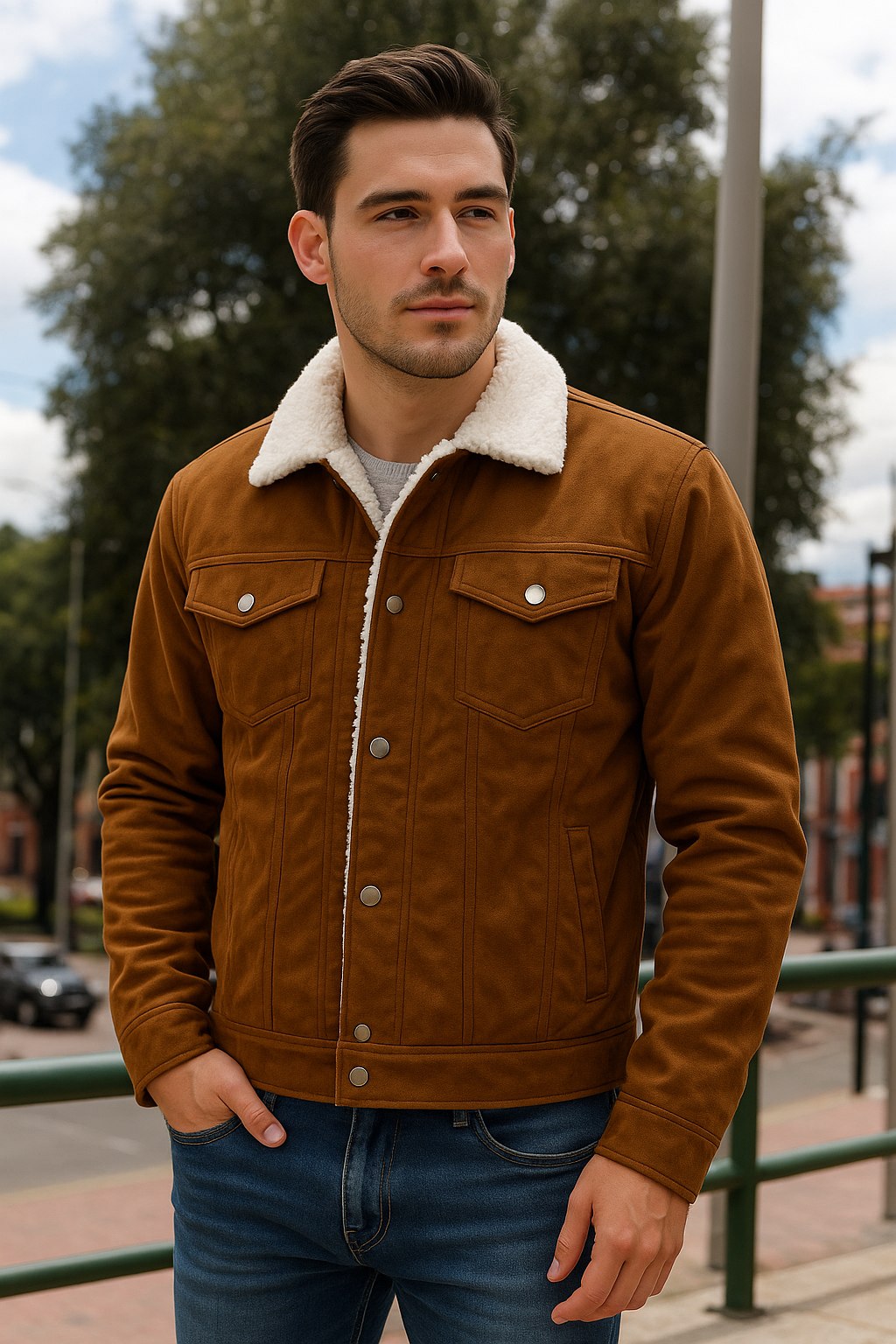 Chaqueta Gamuza Ovejera Tipo Levis