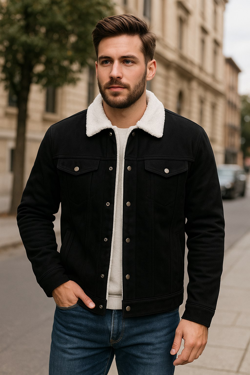 Chaqueta Gamuza Ovejera Tipo Levis