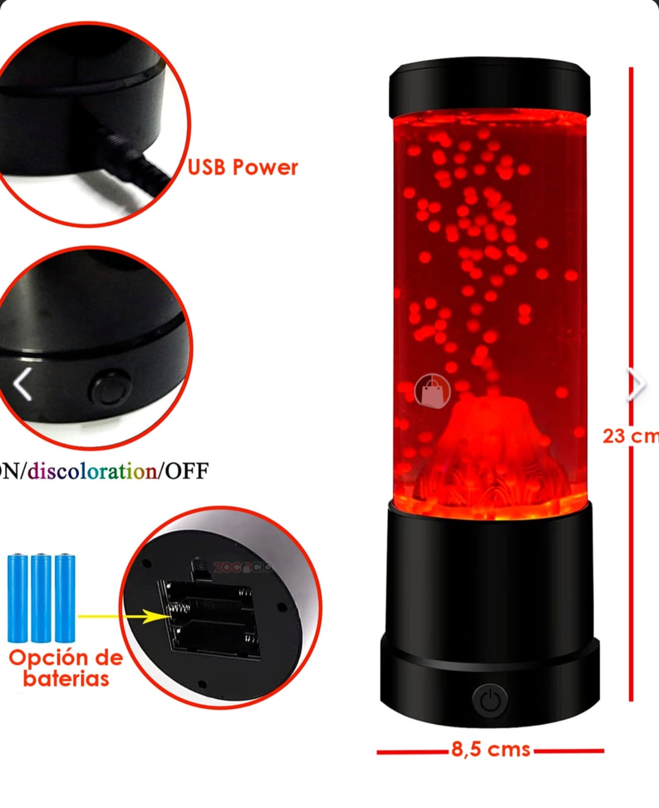 Lampara Volcán Con Lava Decorativa Led M